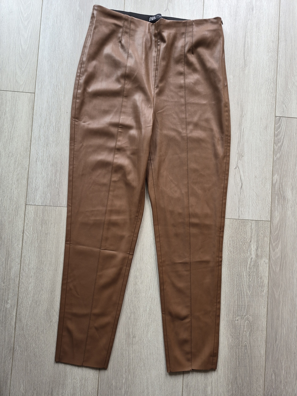 Zara Faux Leather High-Waist Brown Pants